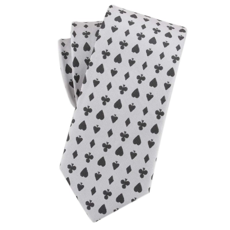 Secdtie Casino Poker Playing Cards Necktie Luxury Slim Neckties Novelty Fashion White Ties Skinny Width - Image 3
